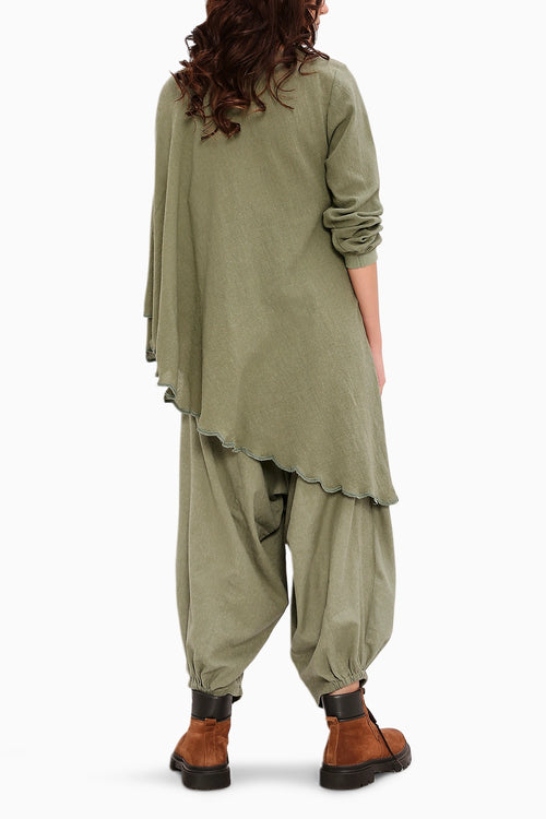 Green Ribbed Scallop Tunic