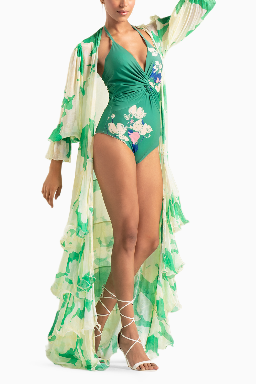 Green Bee Body Suit with Chiffon Cape