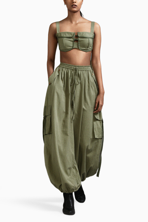 Green Safari Cargo Trench Set