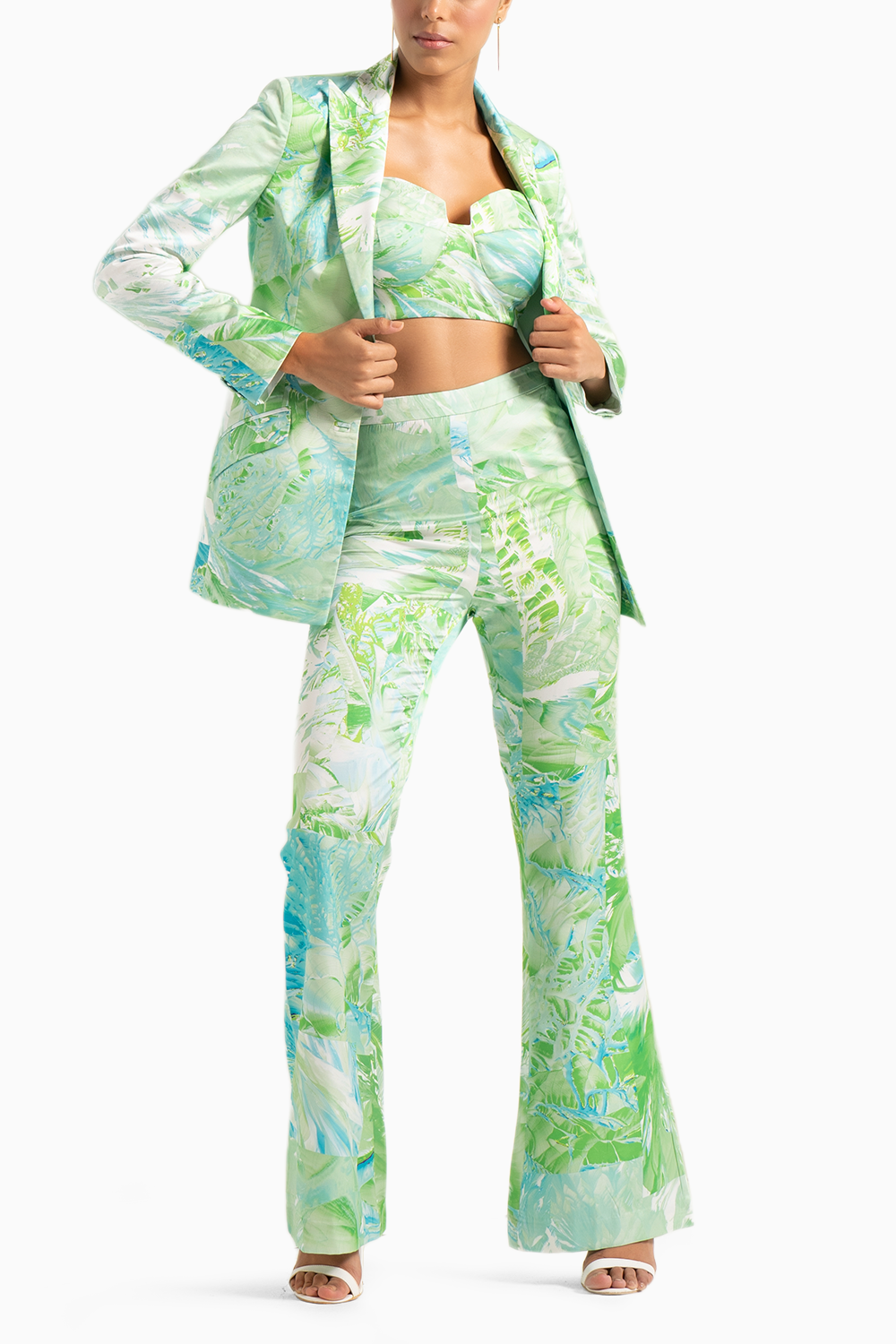 Green Crystal Pant Suit with Bustier