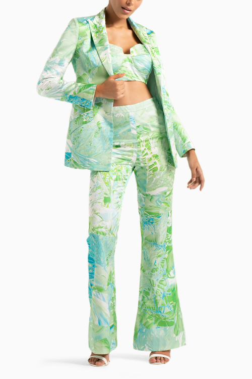 Green Crystal Pant Suit with Bustier