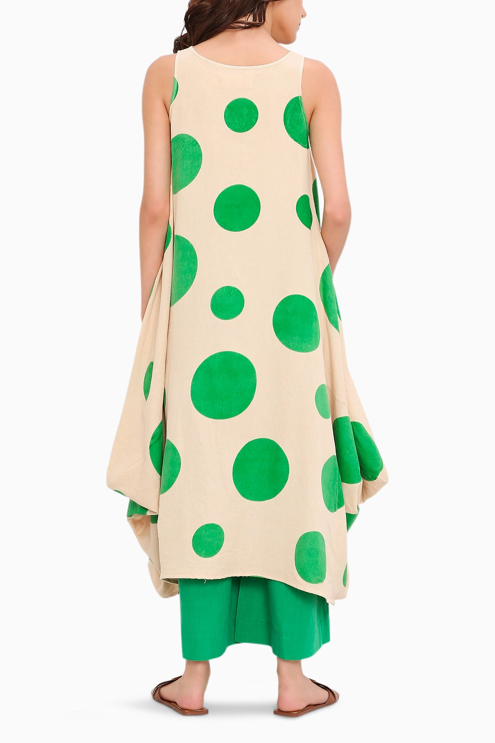 Green Hand Block Printed Polka Vari Co-Ord Set