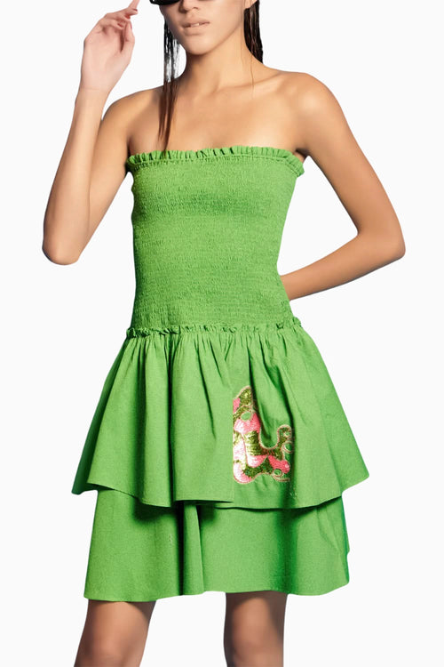 Green Layered Short Dress