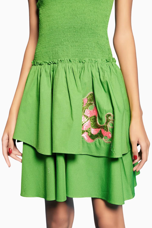 Green Layered Short Dress