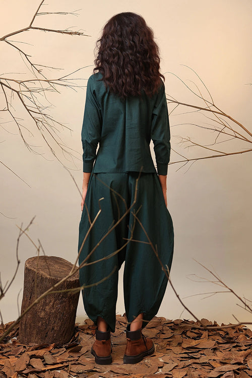 Green Rib Raglan Top