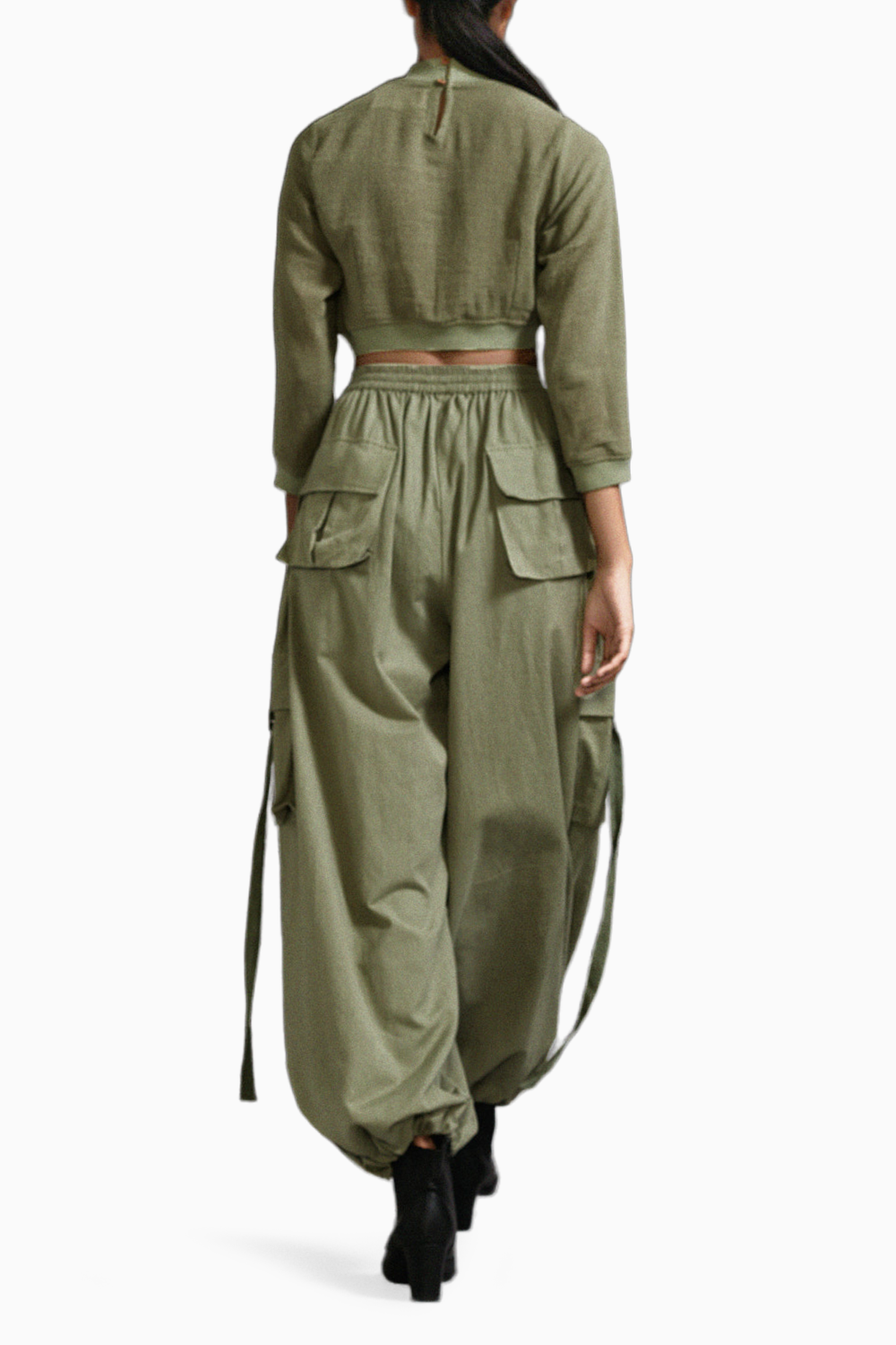 Green Crop Top and Cargo Set