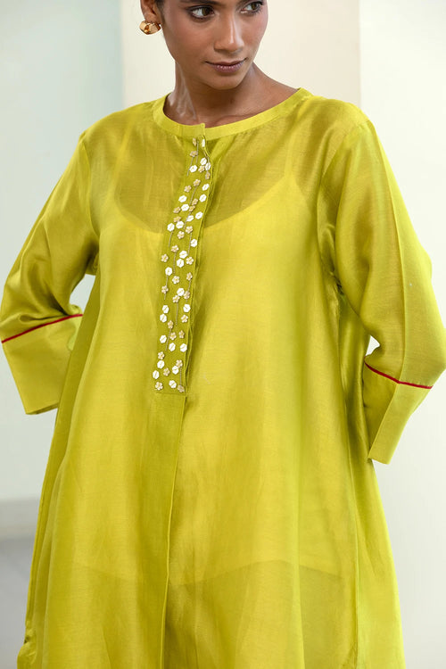 Lime Green Easy High Low Kurta