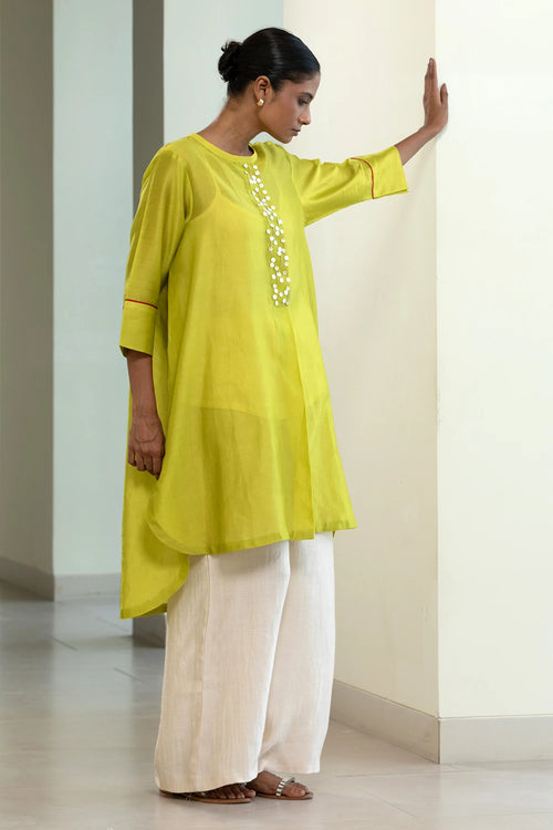 Lime Green Easy High Low Kurta