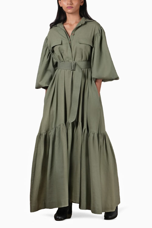 Green Shirt Kaavya Dress