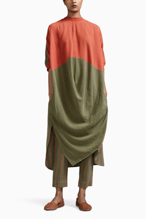 Rust & Green CB Cowl Tunic Set