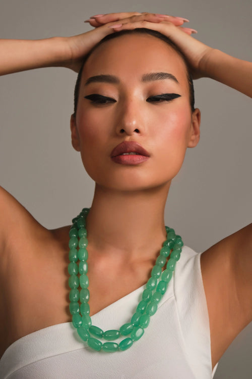 Green Tumbles Pearl Necklace
