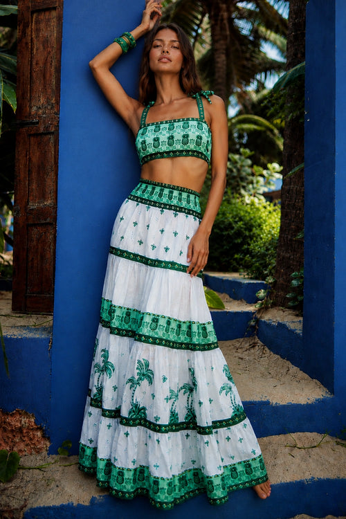 Bra Top Green Parrot With Jupe Marla
