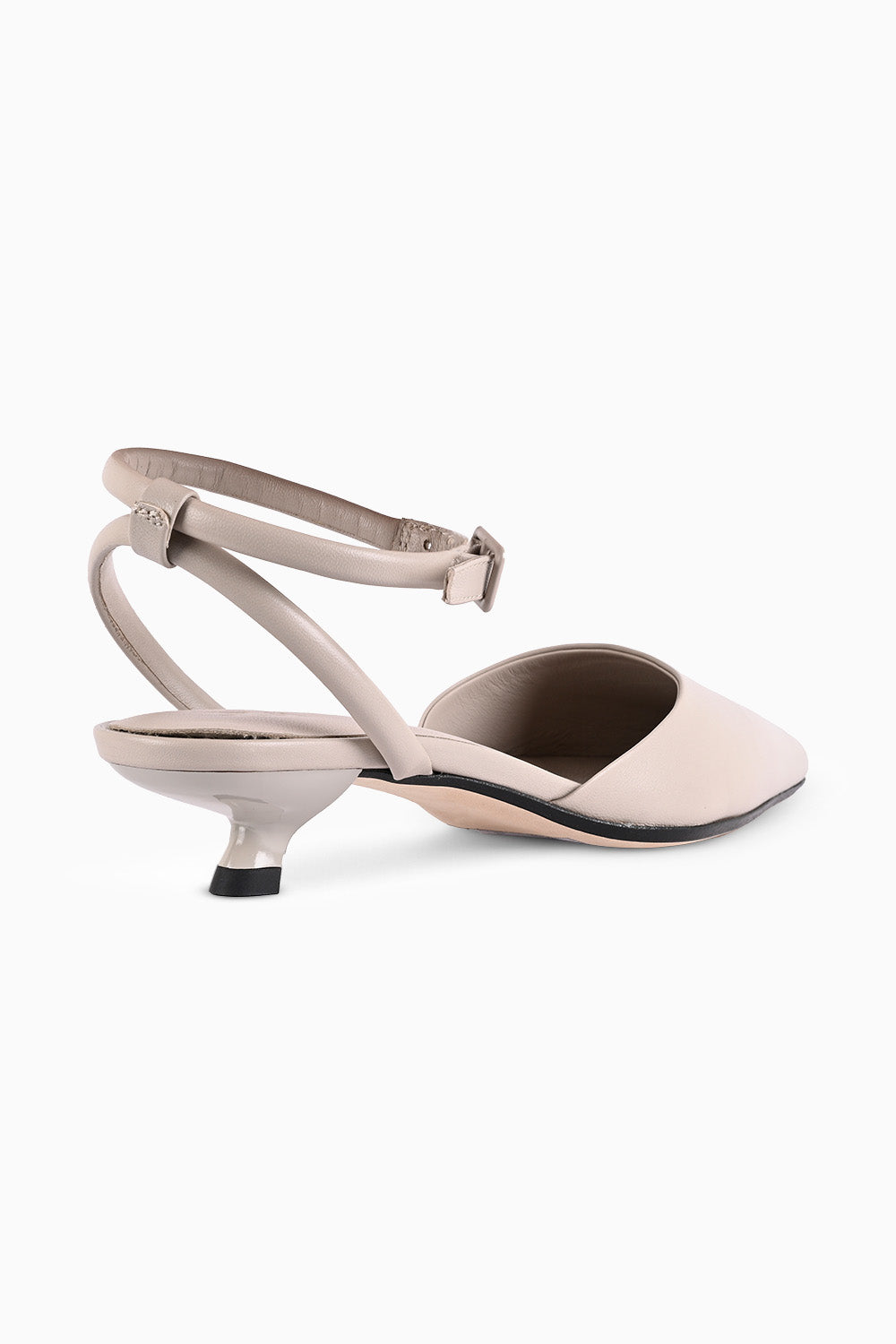 Greta Grey Closed Toe Kitten Heels