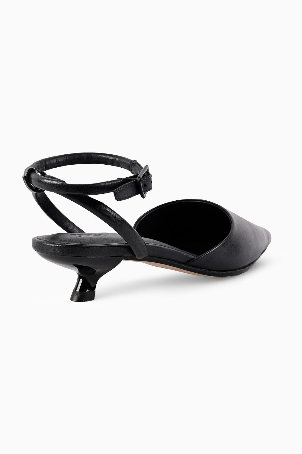 Greta Black Closed Toe Kitten Heels