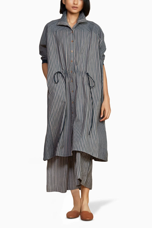 Grey with Charcoal Striped Kaftan Co-ord Set