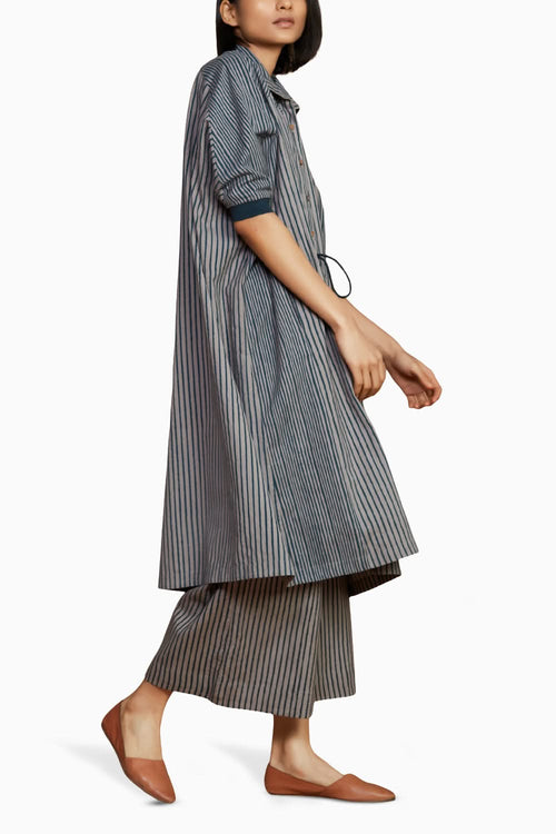 Grey with Charcoal Striped Kaftan Co-ord Set