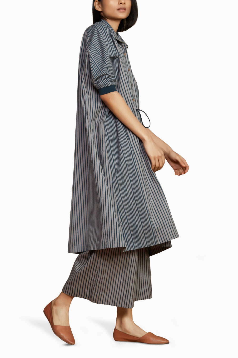 Grey with Charcoal Striped Kaftan Co-ord Set