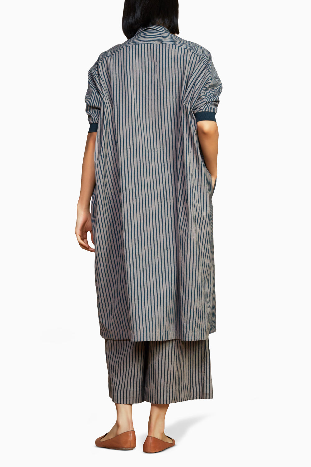 Grey with Charcoal Striped Kaftan Co-ord Set