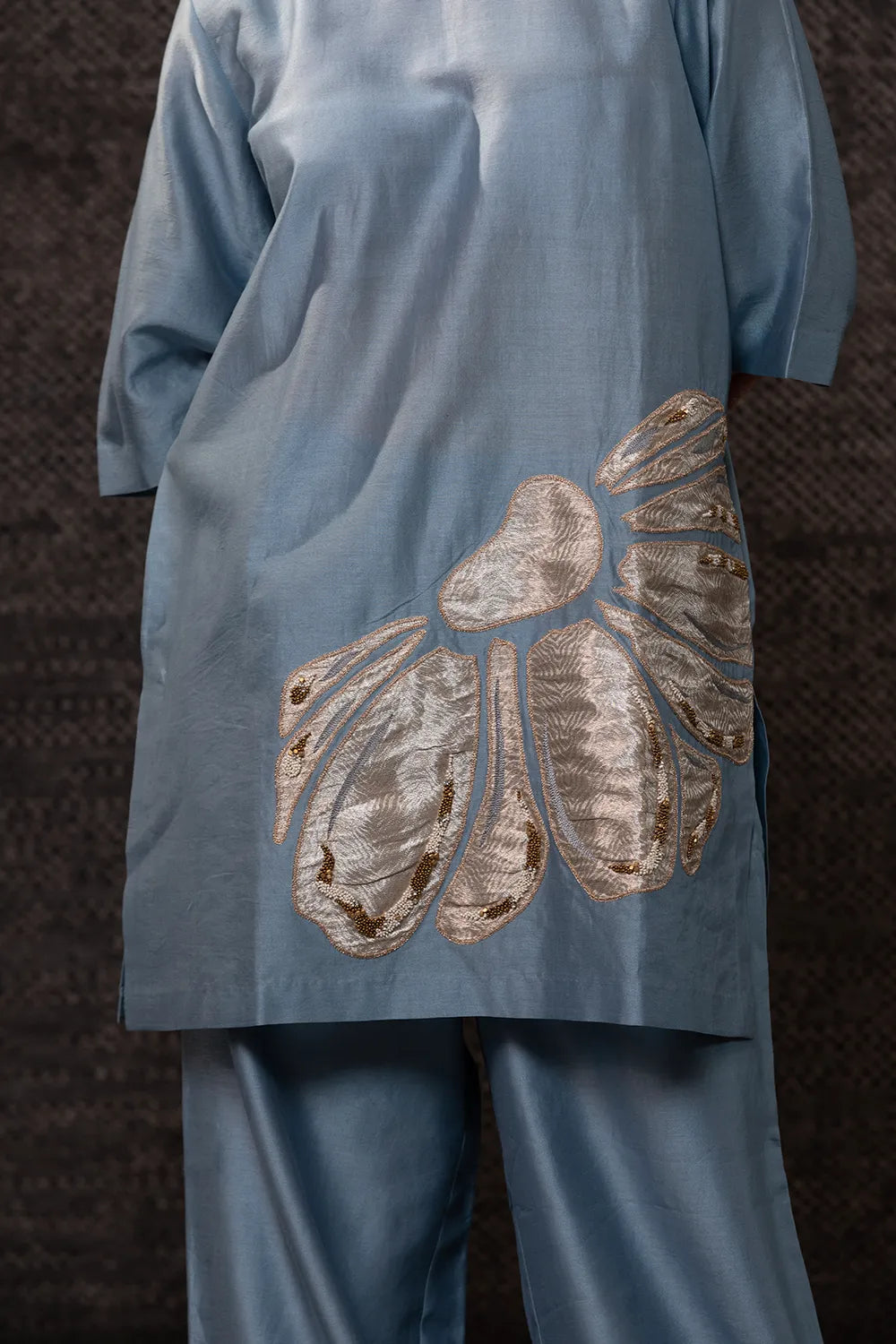 Gulnaar Blue Pink Floral Co-ord Set