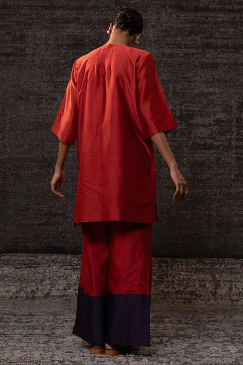 Gulnaar Red Purple Floral Co-ord Set