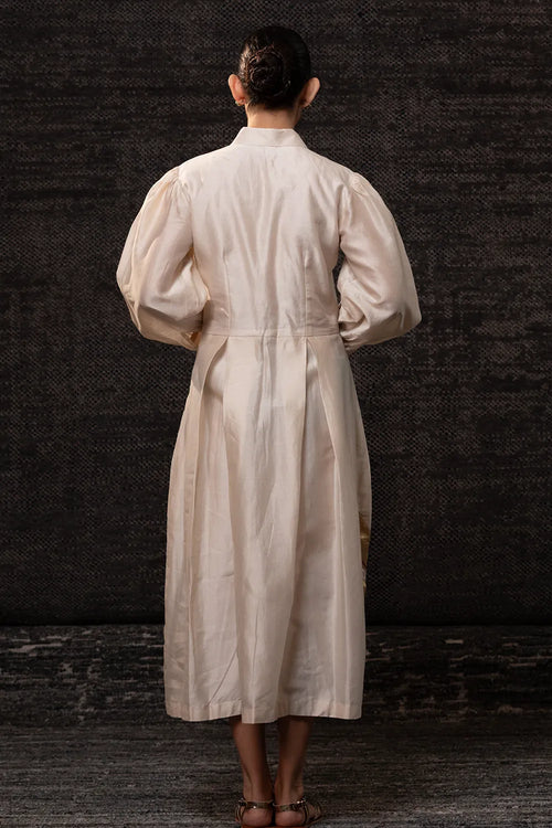 Gulnaar Ivory Floral Pleated Dress