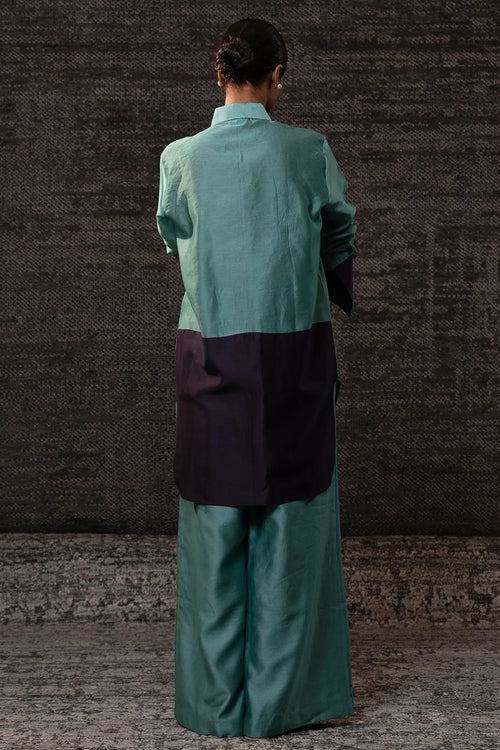 Gulnaar Aqua Leaf Co-ord Set