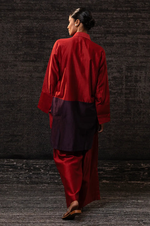 Gulnaar Red Leaf Co-ord Set