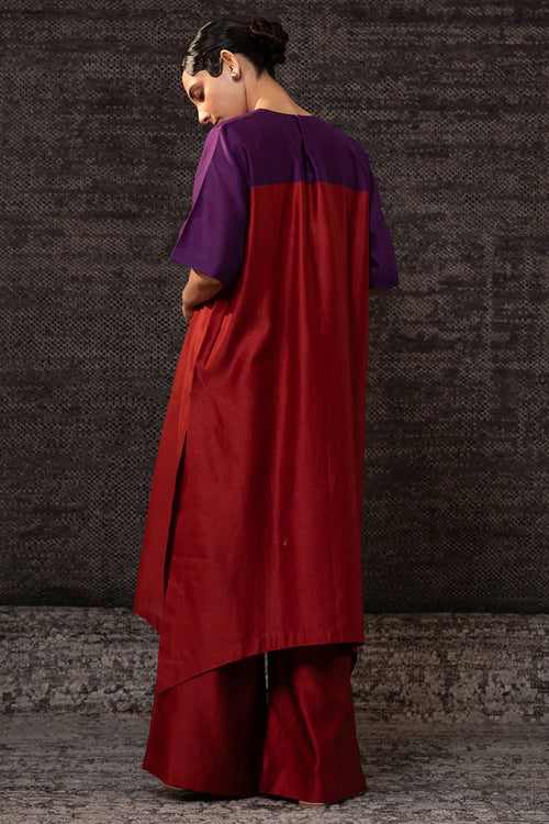Gulnaar Purple Red Long Kurta Set