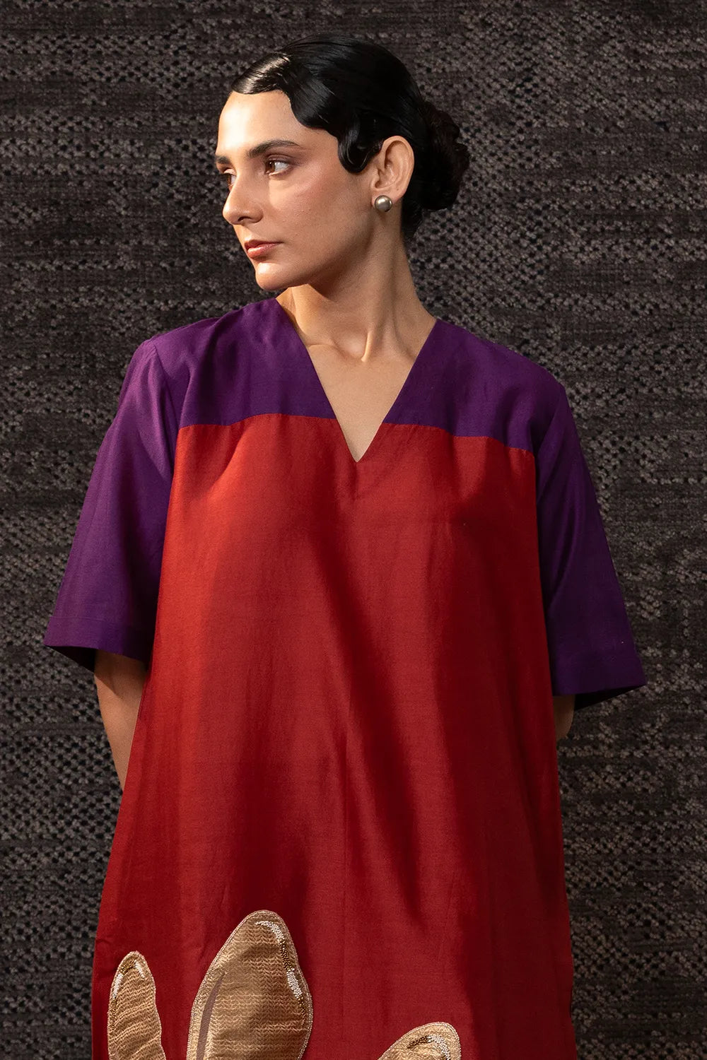 Gulnaar Purple Red Long Kurta Set