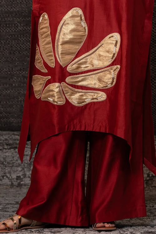 Gulnaar Purple Red Long Kurta Set
