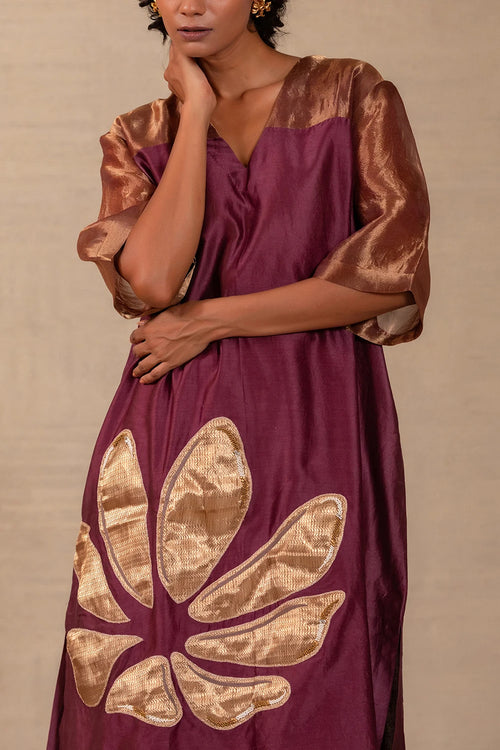 Gulnaar Wine Long Kurta Set