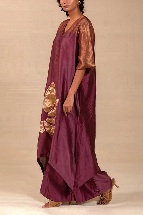 Gulnaar Wine Long Kurta Set