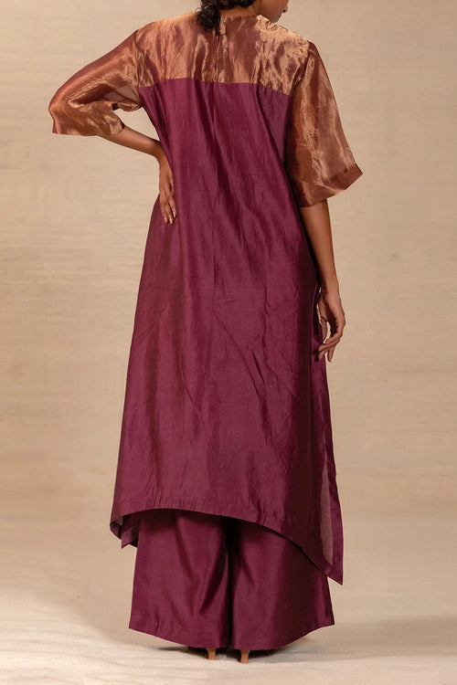 Gulnaar Wine Long Kurta Set