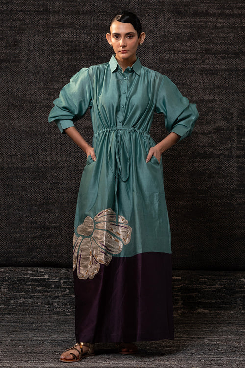 Gulnaar Aqua Purple Shirt Dress