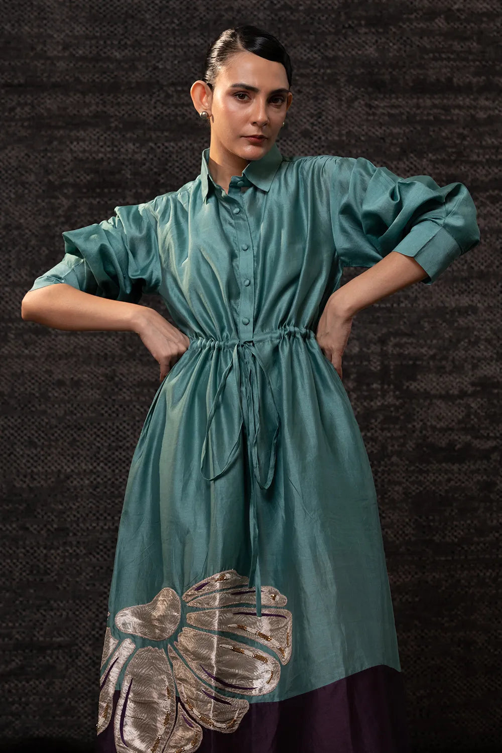 Gulnaar Aqua Purple Shirt Dress