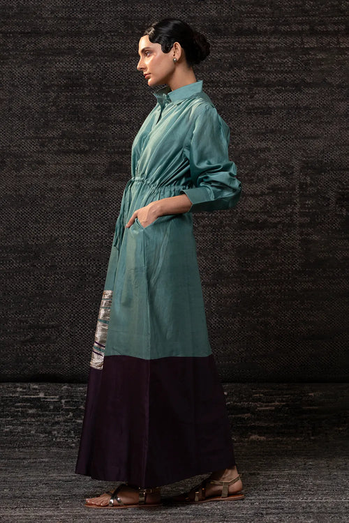 Gulnaar Aqua Purple Shirt Dress