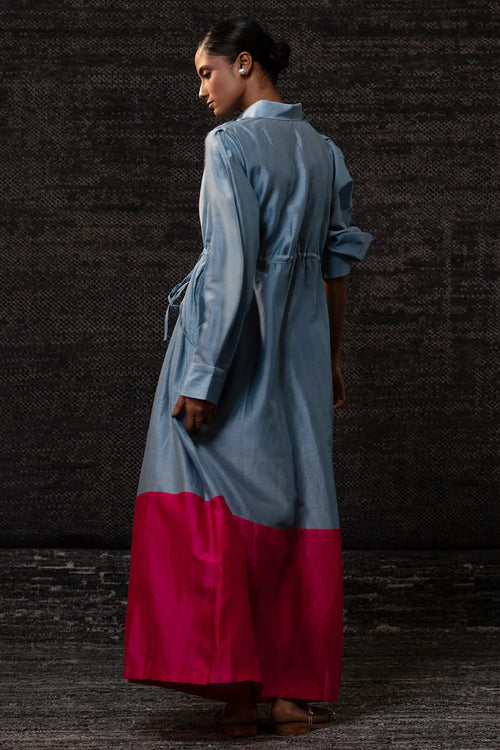 Gulnaar Blue Pink Shirt Dress