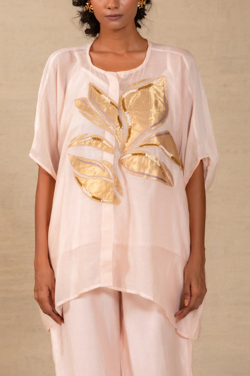 Gulnaar Blush Leaf Applique Co-ord Set
