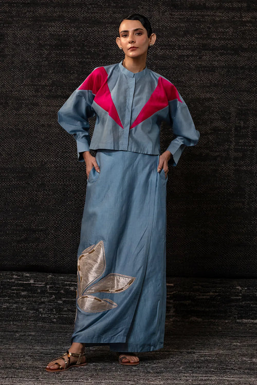 Gulnaar Blue Skirt Set