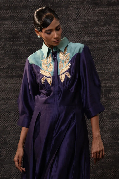 Gulnaar Purple Aqua Yolk Dress