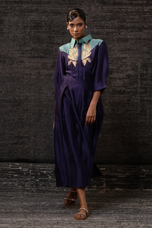 Gulnaar Purple Aqua Yolk Dress