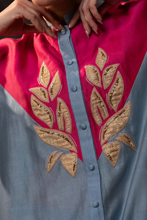 Gulnaar Blue Yolk Kurta Set