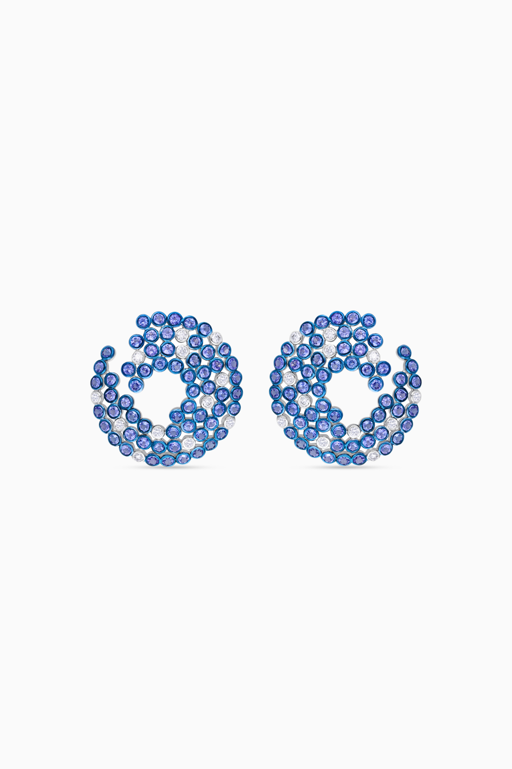 Azure Tanzanite and Diamond C-Clip Earrings