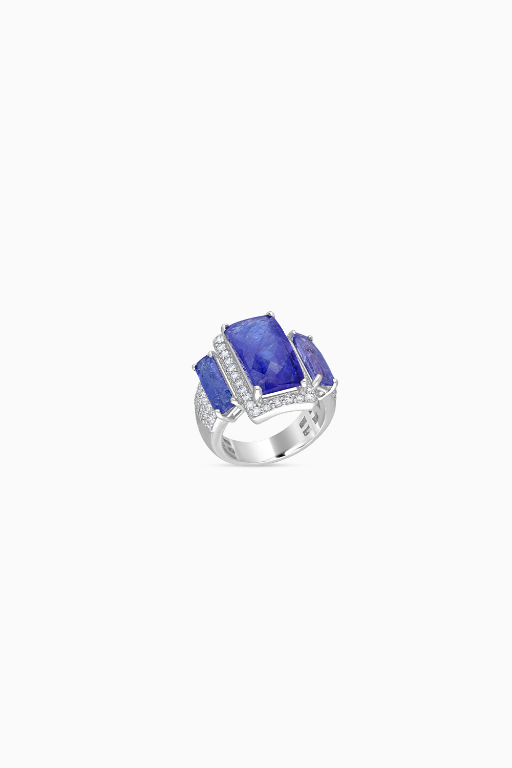 Azure Tanzanite Baguette Diamond Armour Ring