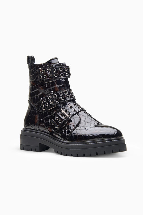 Harley Croco Black Ankle Boot