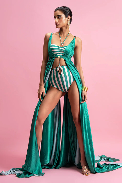 Cut-Out Swimsuit With Drape Overlay