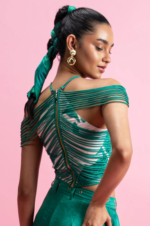 Hand-Coorded Halter Top & Balloon Pants Set