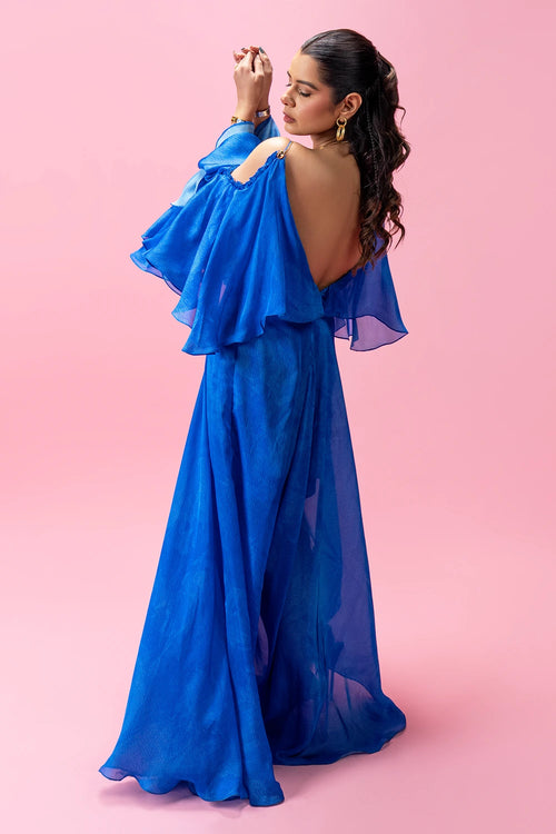 Sheer Maxi With Statement Ruffle Sleeves