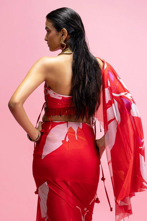 Scarlet Chantilly Drape Skirt Set