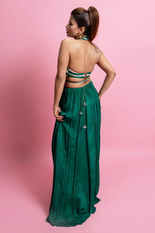 Halter Neck Gathered Maxi Dress